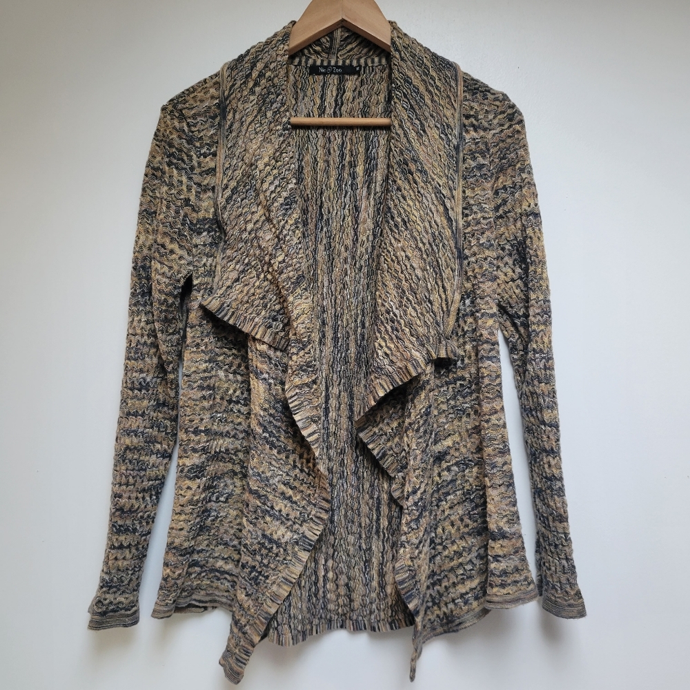 Nic + Zoe Open Ruffle Front Boho Cardigan Size M